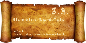 Blahovics Maurícia névjegykártya